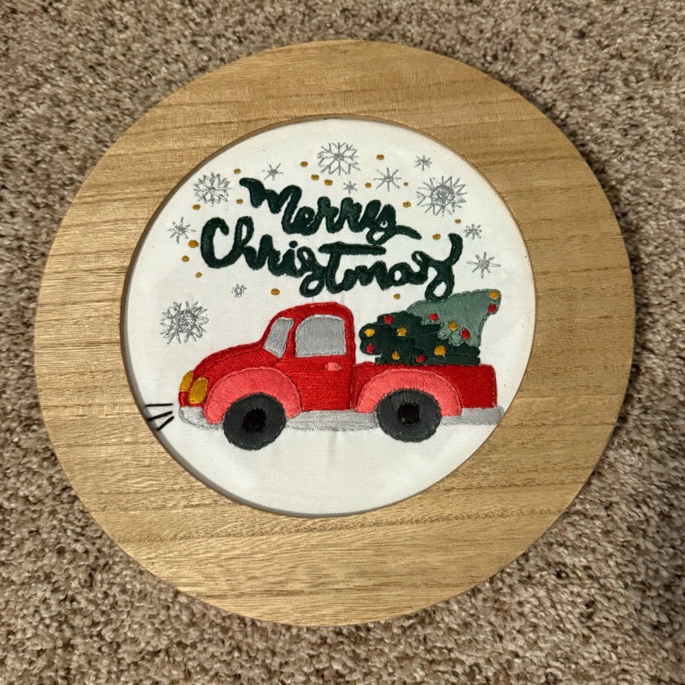 Merry Christmas Embroidered Wall Art
